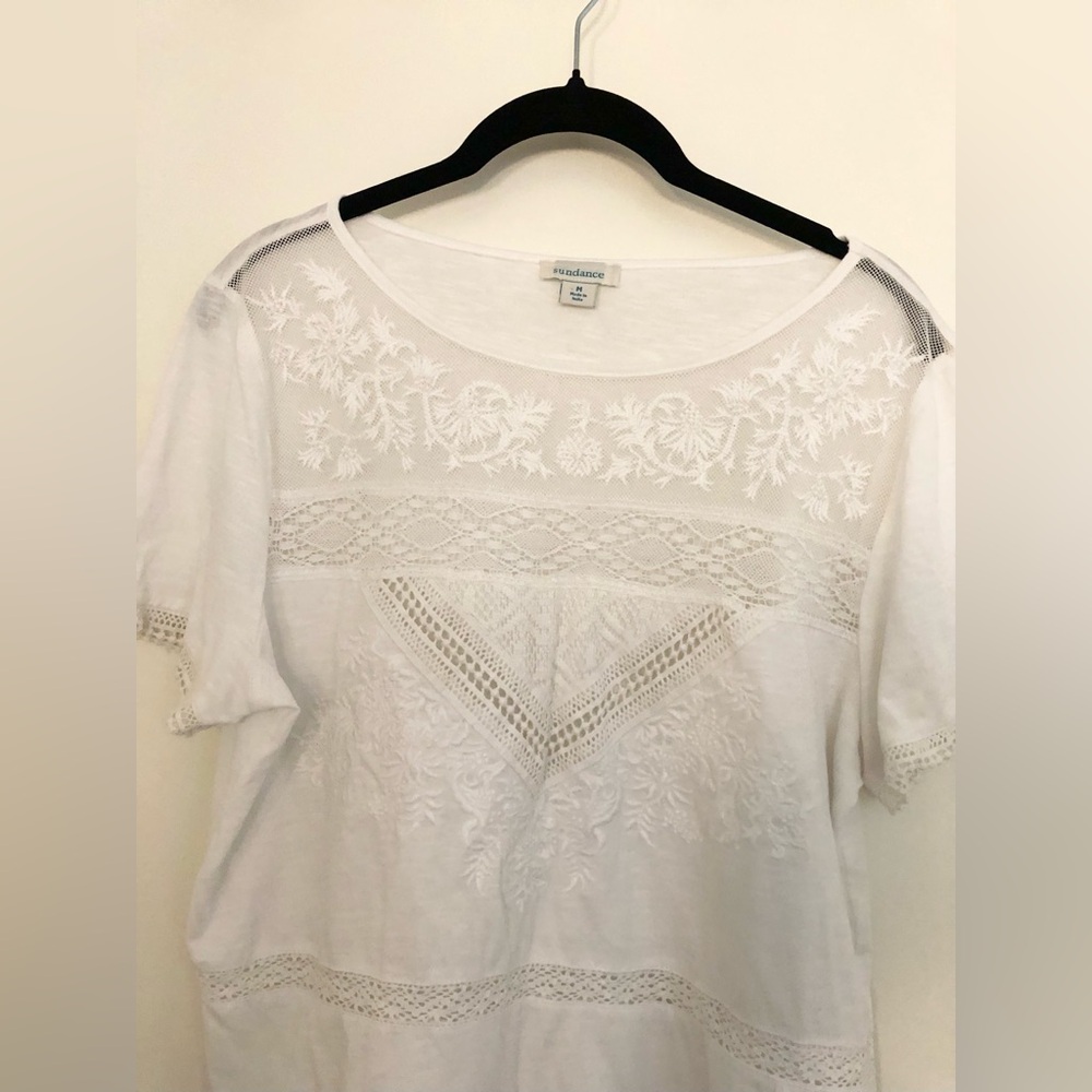 Anthropologie - White Embroidered Lace Women's Top